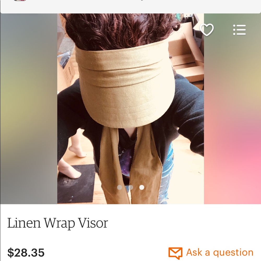 Linen wrap visor from earthworker on Etsy